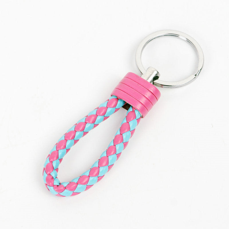 Wholesale Braided Color Leather Rope Keychain